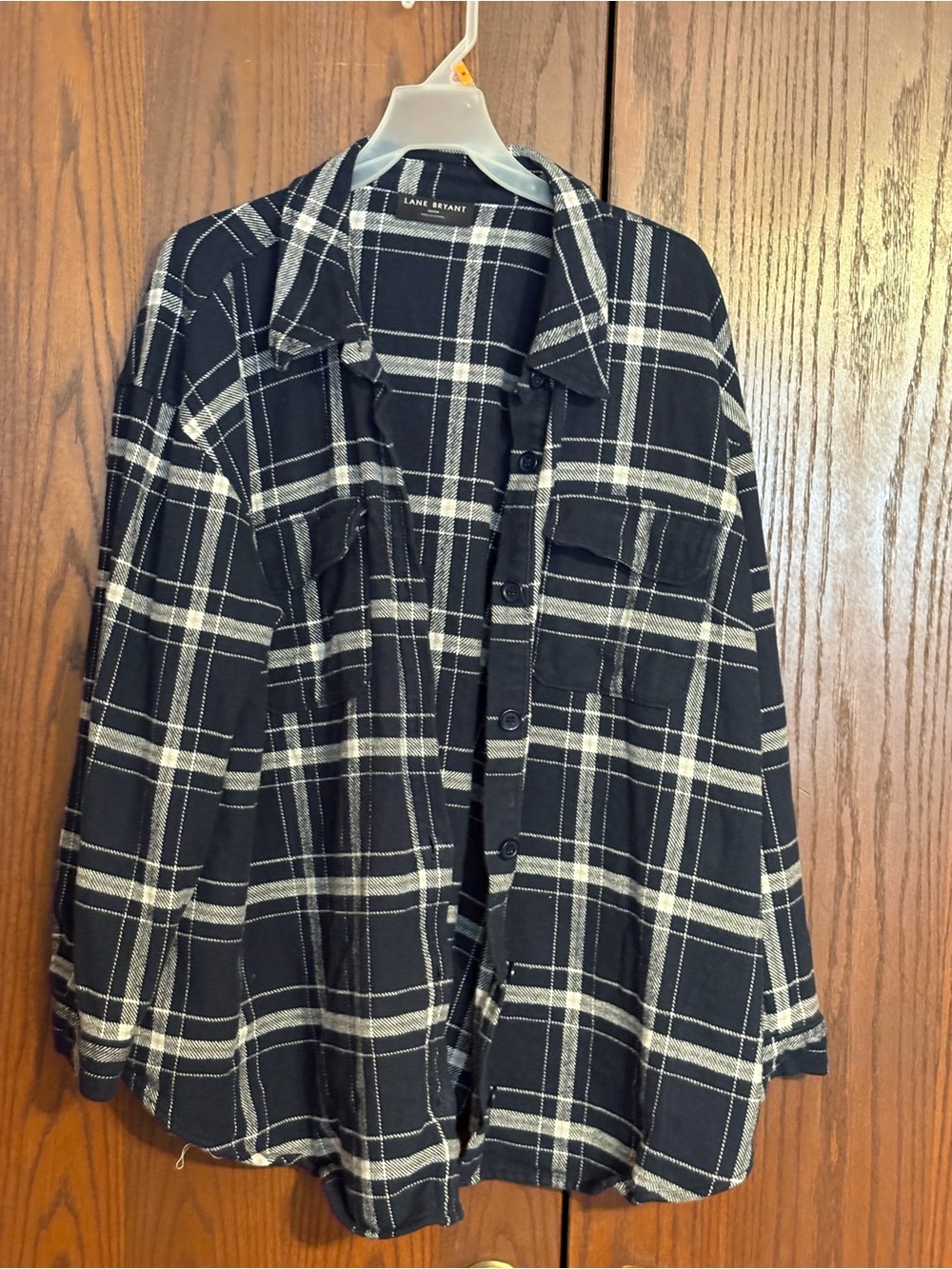 Lane Bryant Dark Navy blue White Plaid Shirt Jacket